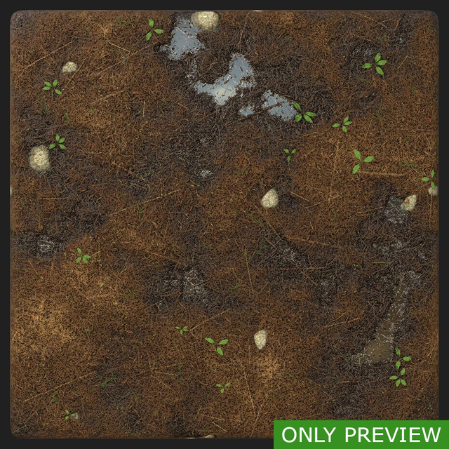 PBR substance material of forest ground wet created in substance designer for graphic designers and game developers