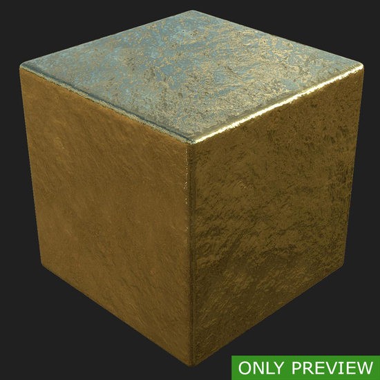 PBR substance material of gold created in substance designer for graphic designers and game developers