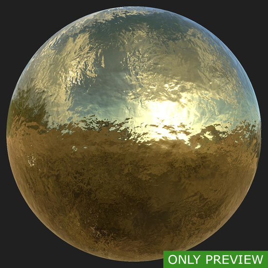 PBR substance material of gold created in substance designer for graphic designers and game developers