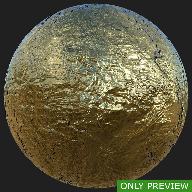 PBR substance material of gold created in substance designer for graphic designers and game developers