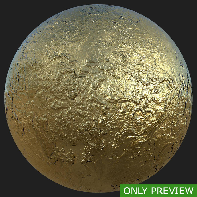 PBR substance material of gold created in substance designer for graphic designers and game developers