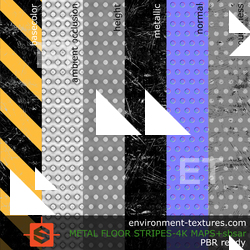 PBR substance material of metal floor warning stripes painted created in substance designer for graphic designers and game developers