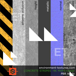 PBR substance material of concrete warning stripes painted created in substance designer for graphic designers and game developers