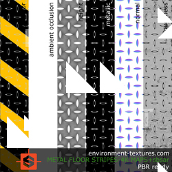 PBR substance material of metal floor warning stripes painted created in substance designer for graphic designers and game developers