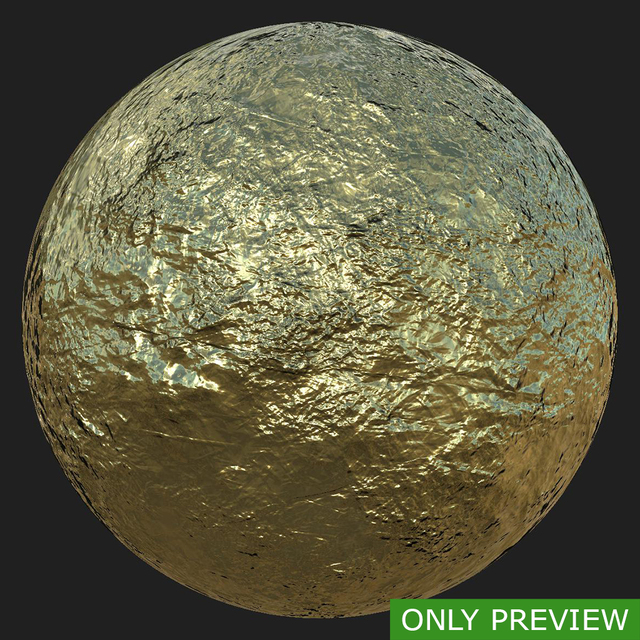 PBR substance material of gold created in substance designer for graphic designers and game developers