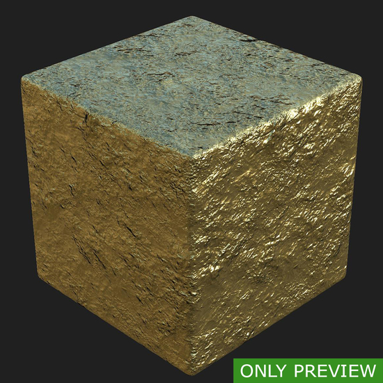 PBR substance material of gold created in substance designer for graphic designers and game developers