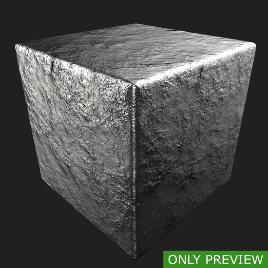 PBR substance material of silver created in substance designer for graphic designers and game developers