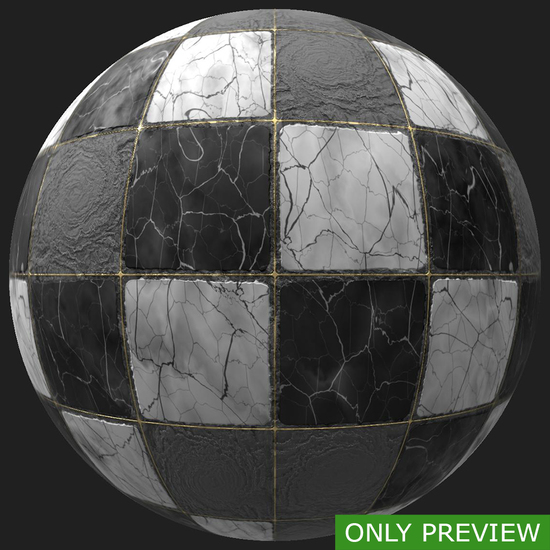 PBR substance material of marble floor damaged created in substance designer for graphic designers and game developers