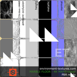 PBR substance material of marble floor damaged created in substance designer for graphic designers and game developers