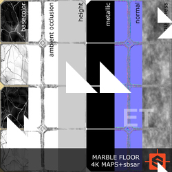 PBR substance material of marble floor created in substance designer for graphic designers and game developers