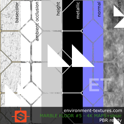 PBR substance material of marble floor created in substance designer for graphic designers and game developers