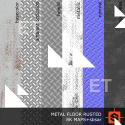PBR substance material of metal floor rusted created in substance designer for graphic designers and game developers.