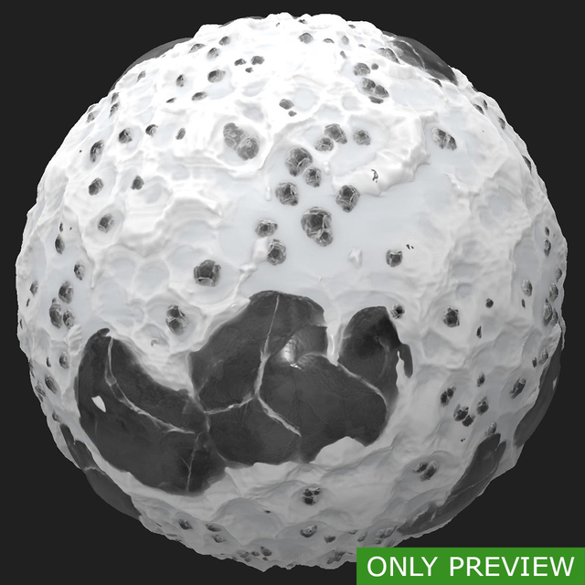 PBR substance material of ground snowy stones created in substance designer for graphic designers and game developers.