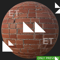 PBR substance material of wall brick damaged created in substance designer for graphic designers and game developers.