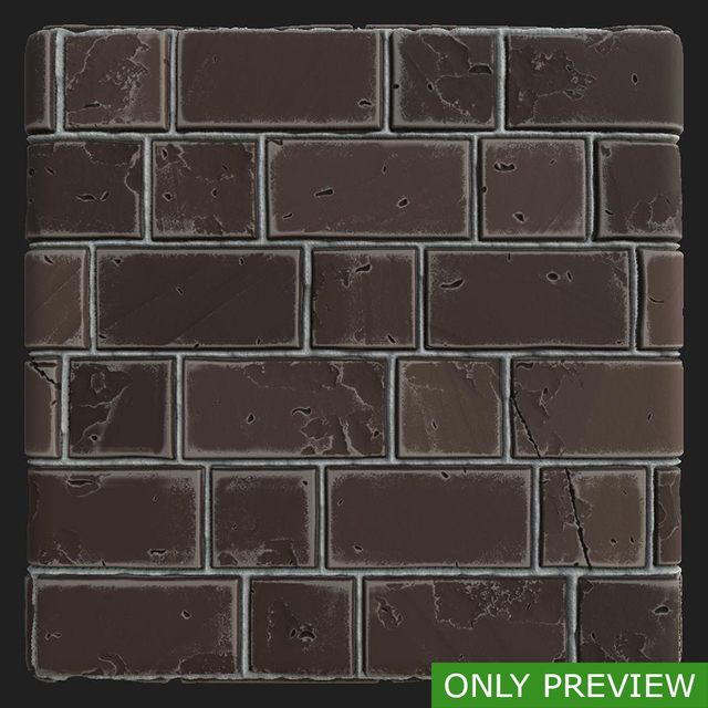 PBR substance material of wall brick old created in substance designer for graphic designers and game developers.