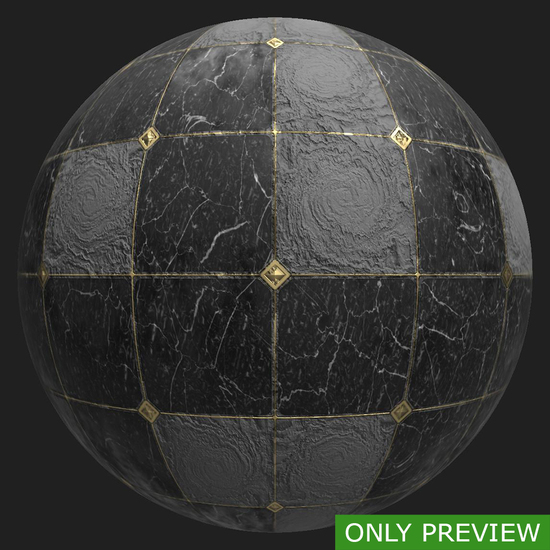 PBR substance material of marble floor damaged created in substance designer for graphic designers and game developers