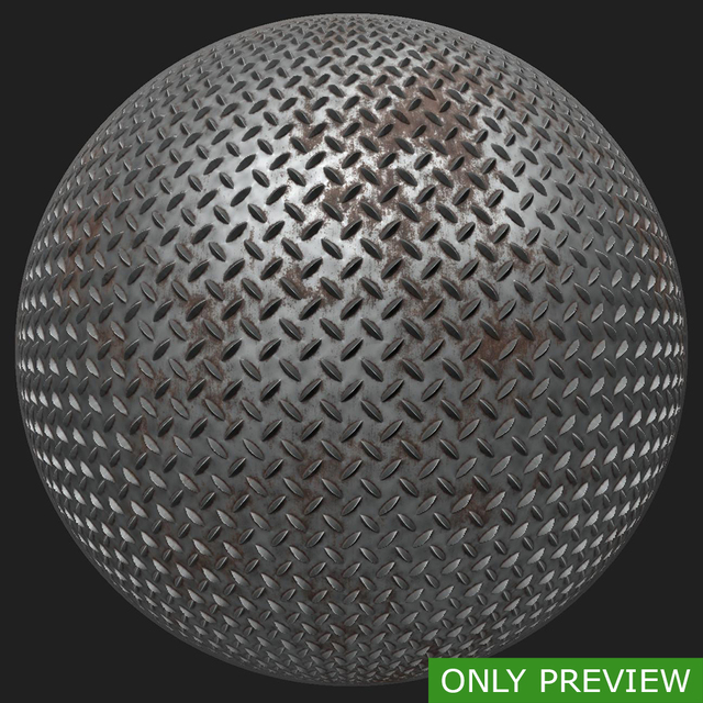 PBR substance material of metal floor rusted created in substance designer for graphic designers and game developers.