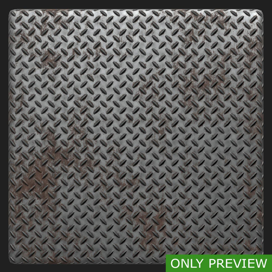 PBR substance material of metal floor rusted created in substance designer for graphic designers and game developers.