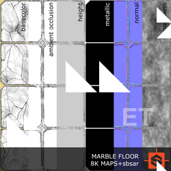 PBR substance material of marble floor created in substance designer for graphic designers and game developers