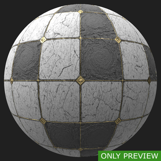 PBR substance material of marble floor damaged created in substance designer for graphic designers and game developers