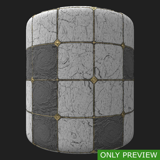 PBR substance material of marble floor damaged created in substance designer for graphic designers and game developers