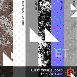 PBR substance material of rusty metal studded created in substance designer for graphic designers and game developers
