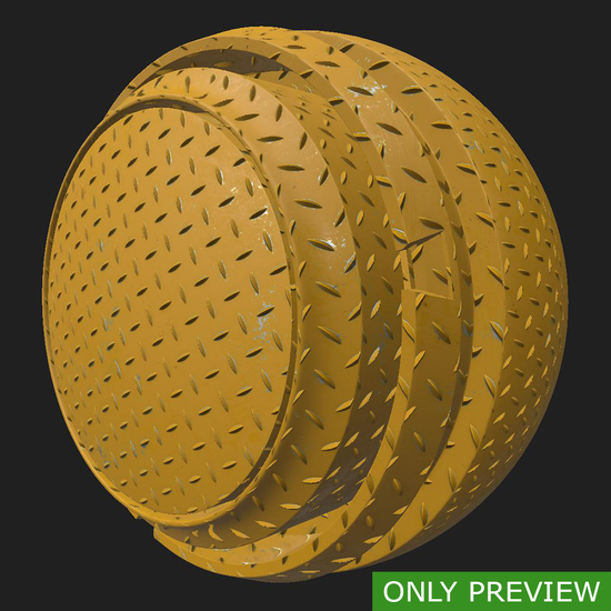 PBR substance material of metal floor painted yellow created in substance designer for graphic designers and game developers