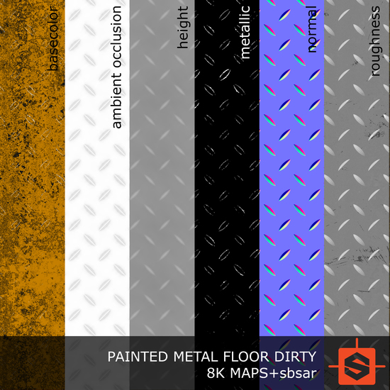 PBR substance material of metal floor painted dirty created in substance designer for graphic designers and game developers