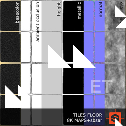 PBR substance material of tiles floor created in substance designer for graphic designers and game developers