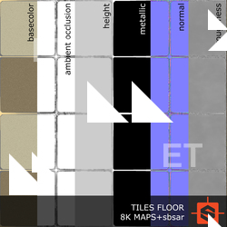 PBR substance material of tiles floor created in substance designer for graphic designers and game developers