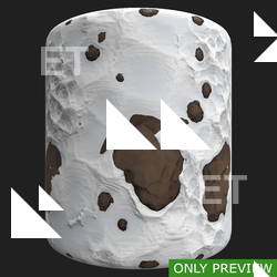 PBR substance material of ground snowy stones created in substance designer for graphic designers and game developers