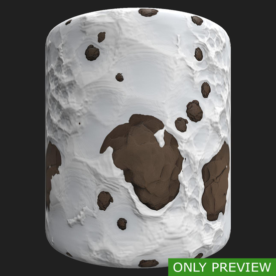 PBR substance material of ground snowy stones created in substance designer for graphic designers and game developers