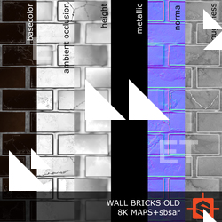 PBR substance material of wall bricks old created in substance designer for graphic designers and game developers