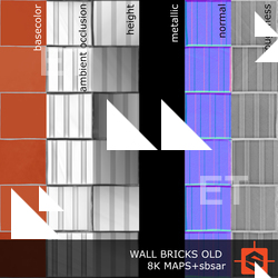 PBR substance material of wall bricks old created in substance designer for graphic designers and game developers