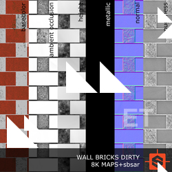 PBR substance material of wall bricks dirty created in substance designer for graphic designers and game developers