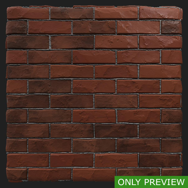 PBR substance material of wall bricks damaged created in substance designer for graphic designers and game developers