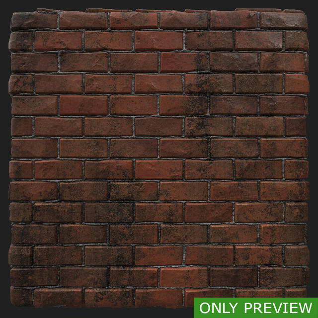 PBR substance material of wall bricks dirty created in substance designer for graphic designers and game developers