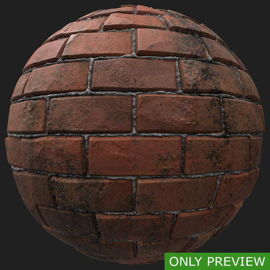 PBR substance material of wall bricks dirty created in substance designer for graphic designers and game developers