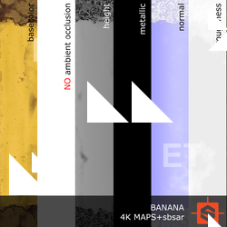 PBR substance material of banana skin created in substance designer for graphic designers and game developers