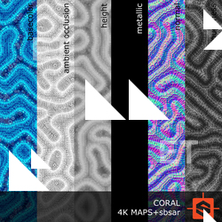 PBR substance material of coral created in substance designer for graphic designers and game developers