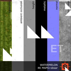 PBR substance material of watermelon skin created in substance designer for graphic designers and game developers