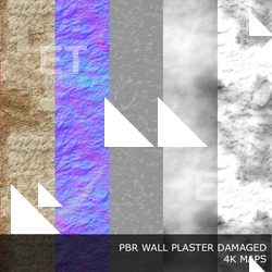 PBR texture of wall plaster damaged