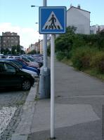 Photo Texture of Pedestrian Crossing Traffic Sign