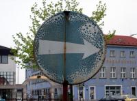 Photo Texture of Directional Traffic Sign