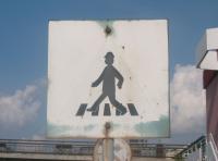 Photo Texture of Pedestrian Crossing Traffic Sign